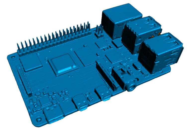 3D-Scan eines Raspberry Pi 4 mit Blaulaser