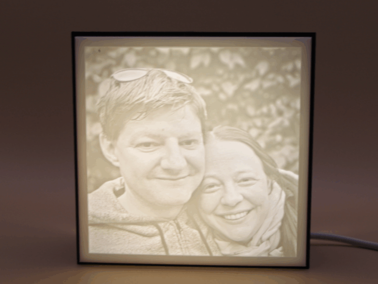 Lithophane Box mit intergrierten LED, Licht ist an