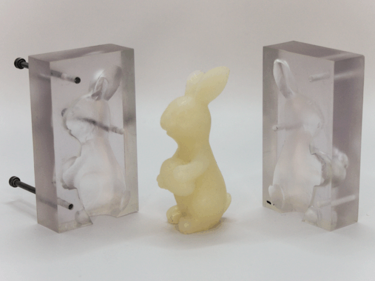 Gussform SLA Druck Silikon Hase offen mit Hase