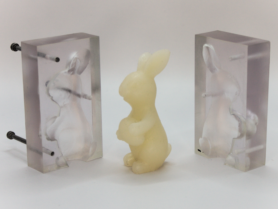 Gussform SLA Druck Silikon Hase offen mit Hase